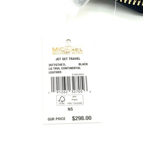 Michael Kors Large Continental Wallet Wristlet Black/Gold - Picture 10 of 10